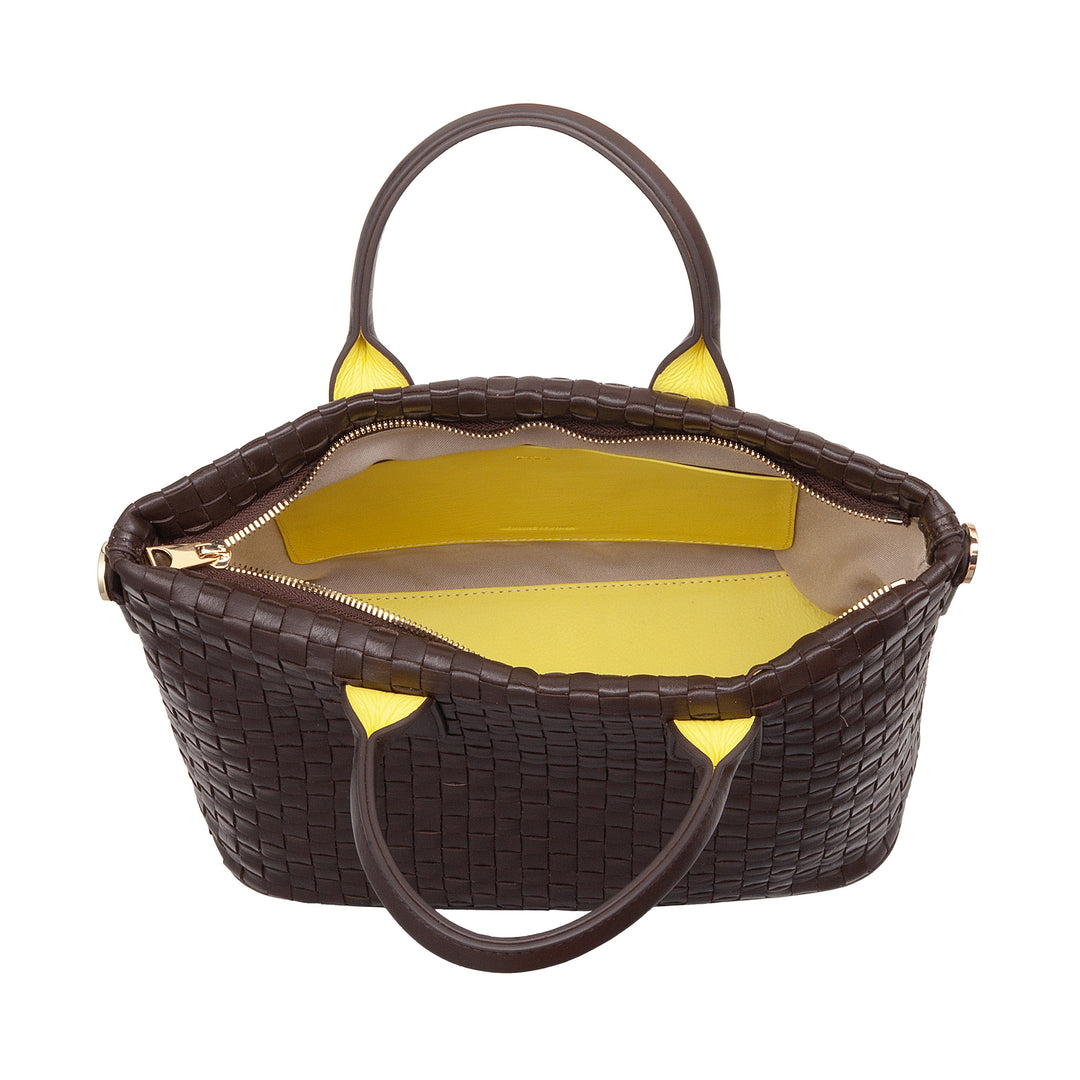 Bolso de hombro para mujeres Dudu en cuero entrelazado real: bolso elegante con manijas, cremallera y correa de hombro ajustable - oficina y bolso de ocio