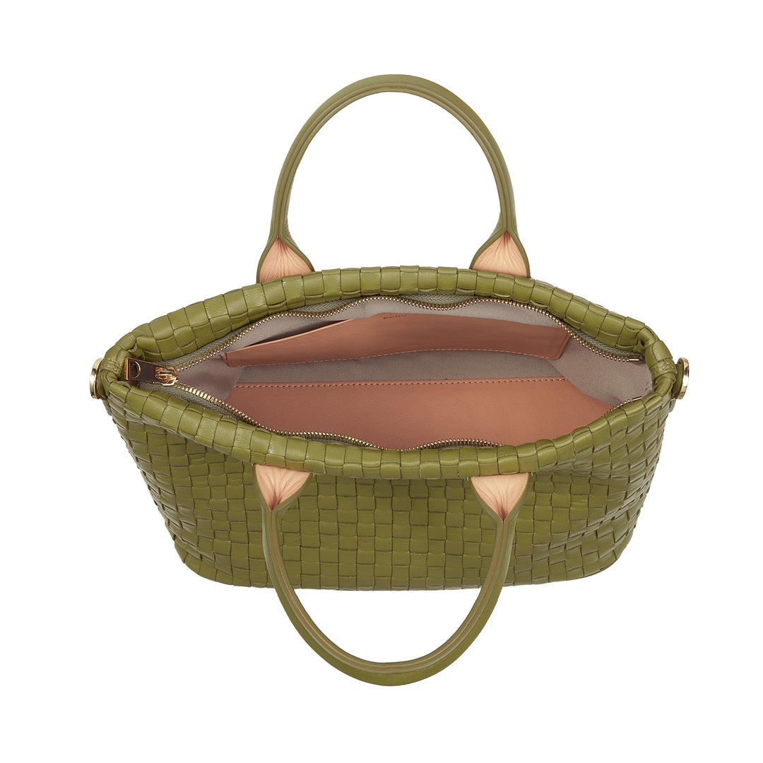 Dudu Frauenumhängetasche in echt miteinander verflochtenem Leder - elegante Handtasche mit Griffen, Reißverschluss und verstellbarer Schultergurt - Subfreies Büro und Freizeithandtasche