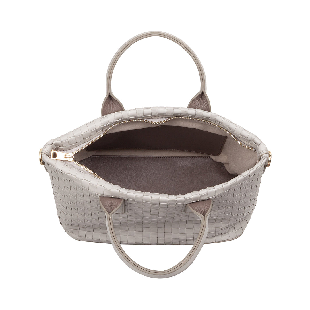 Bolsa de ombro feminina DUDU em couro tecido genuíno – bolsa elegante com alças, zíper e alça de ombro ajustável removível – bolsa espaçosa para escritório e lazer