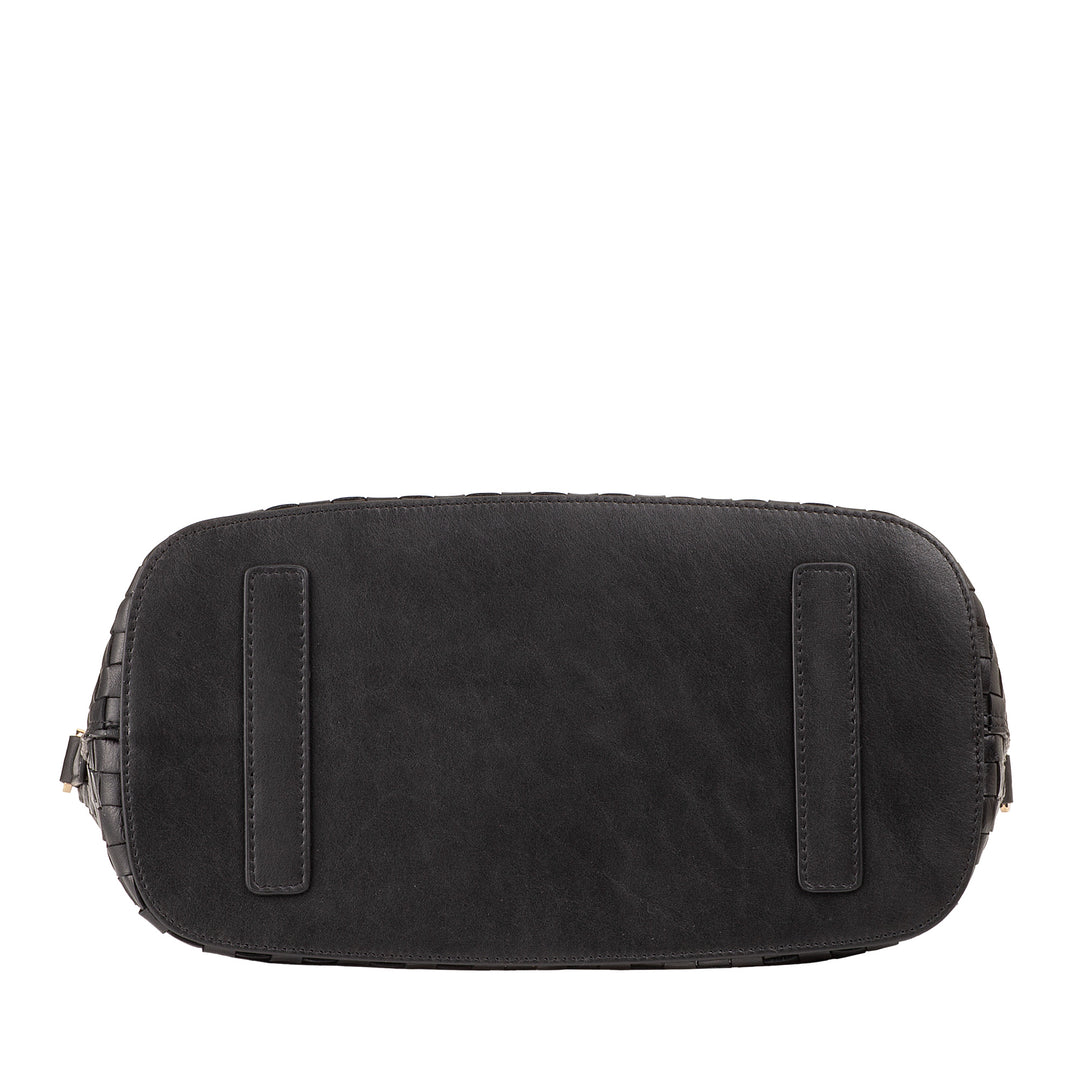 Dudu Frauenumhängetasche in echt miteinander verflochtenem Leder - elegante Handtasche mit Griffen, Reißverschluss und verstellbarer Schultergurt - Subfreies Büro und Freizeithandtasche