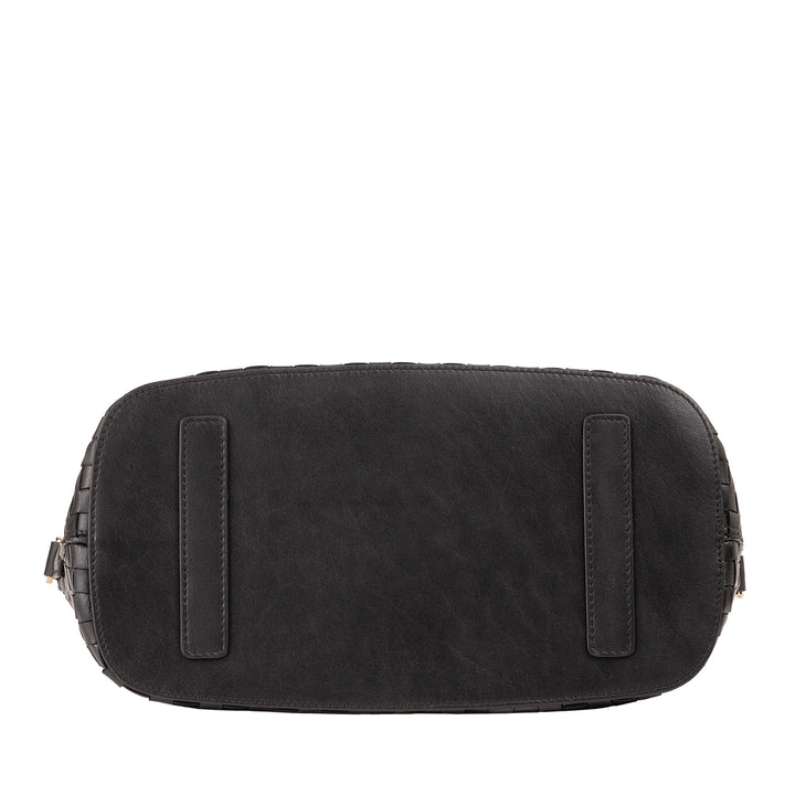 Dudu Frauenumhängetasche in echt miteinander verflochtenem Leder - elegante Handtasche mit Griffen, Reißverschluss und verstellbarer Schultergurt - Subfreies Büro und Freizeithandtasche