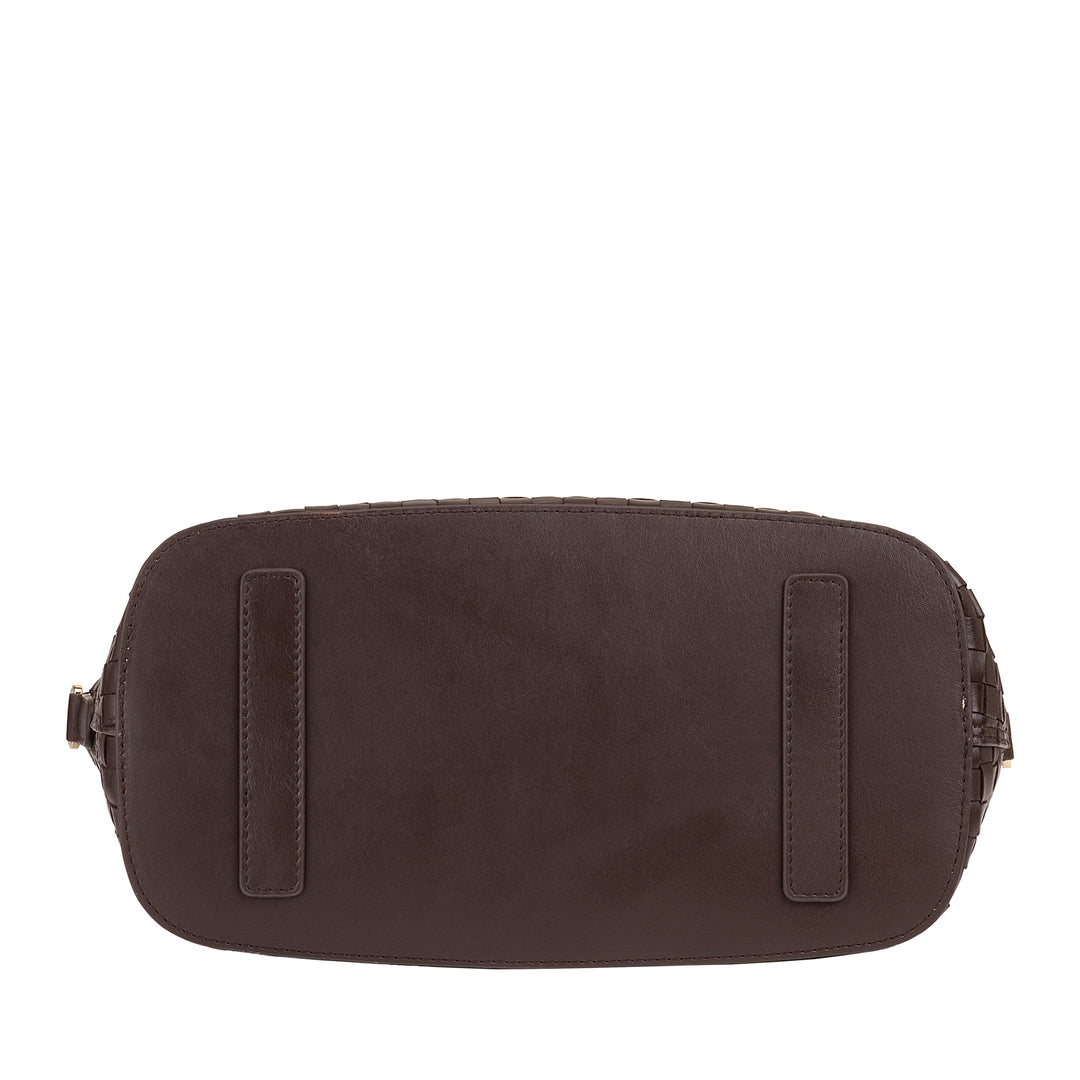 Bolso de hombro para mujeres Dudu en cuero entrelazado real: bolso elegante con manijas, cremallera y correa de hombro ajustable - oficina y bolso de ocio