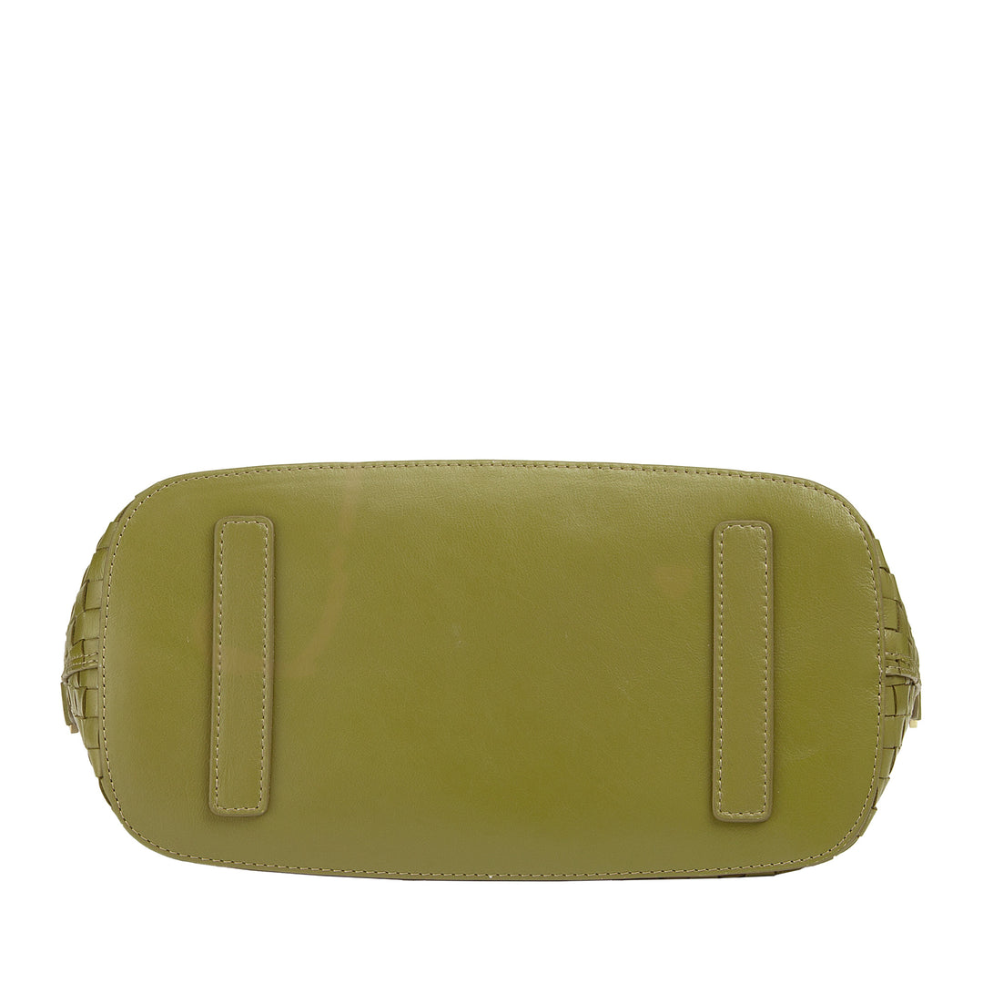 Dudu Frauenumhängetasche in echt miteinander verflochtenem Leder - elegante Handtasche mit Griffen, Reißverschluss und verstellbarer Schultergurt - Subfreies Büro und Freizeithandtasche