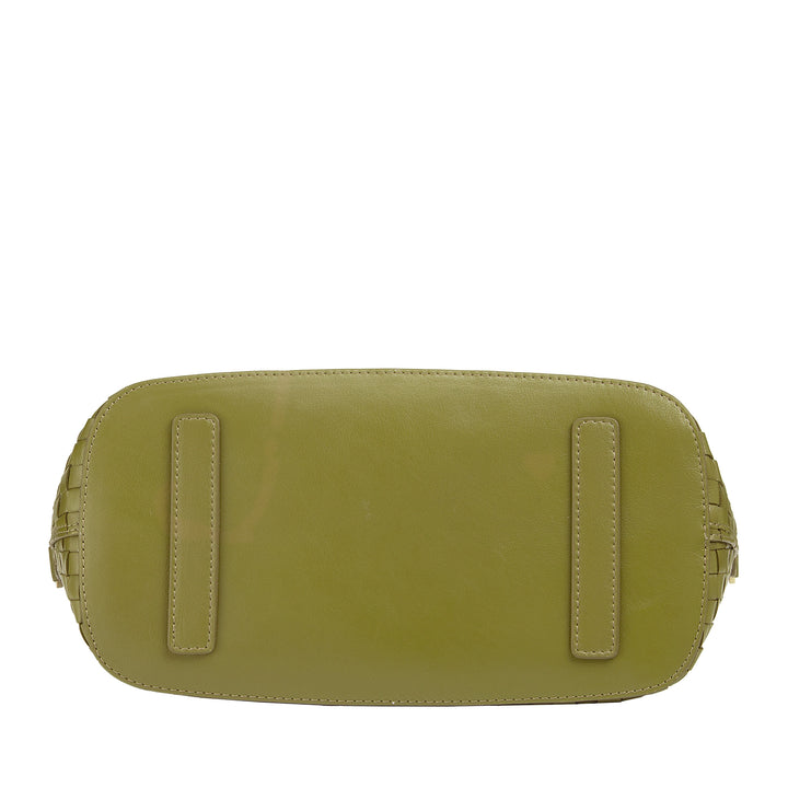 Dudu Frauenumhängetasche in echt miteinander verflochtenem Leder - elegante Handtasche mit Griffen, Reißverschluss und verstellbarer Schultergurt - Subfreies Büro und Freizeithandtasche