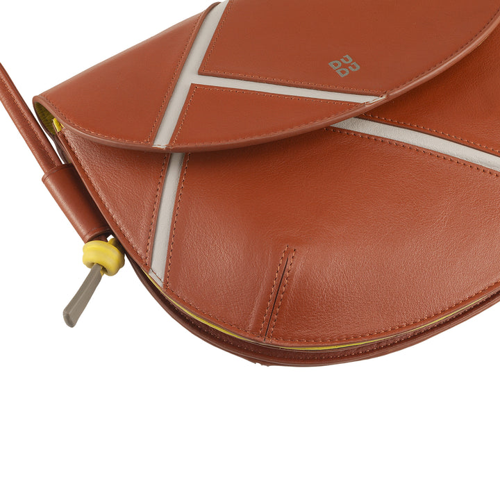 DUDU Borsa a Tracolla Donna in Vera Pelle – Borsetta Piccola con Chiusura a Patta Stile Tennis con Tracolla Regolabile e Interno Capiente