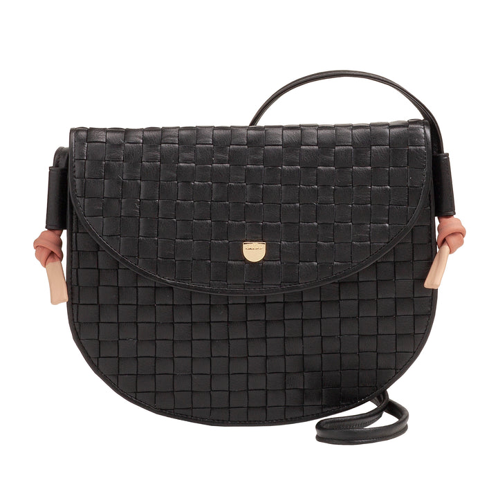 Bolsa de hombro pequeño Dudu entrelazado en cuero real con colgajo: bolso de mujer elegante hombro artesanal, bolso de cuerpo cruzado versátil para uso diario y eventos