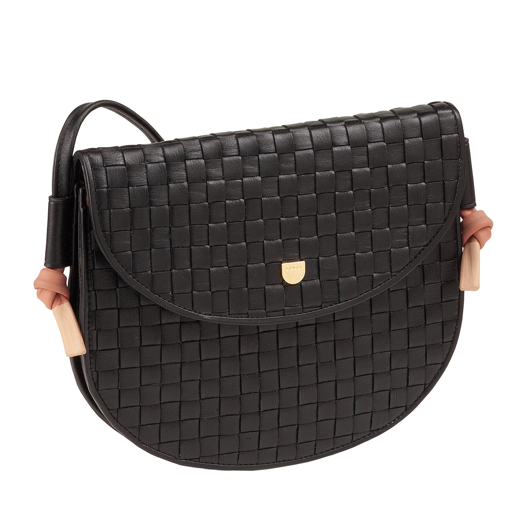Bolsa de hombro pequeño Dudu entrelazado en cuero real con colgajo: bolso de mujer elegante hombro artesanal, bolso de cuerpo cruzado versátil para uso diario y eventos