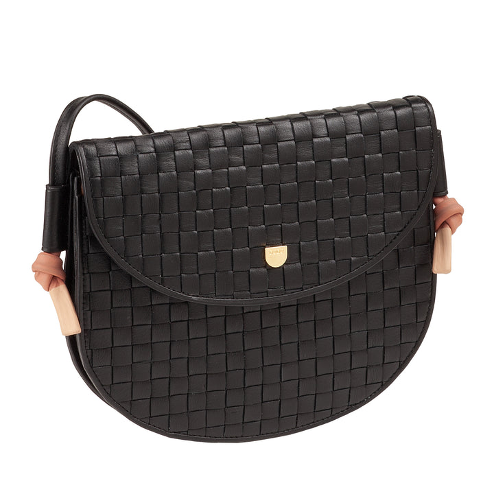 Bolsa de hombro pequeño Dudu entrelazado en cuero real con colgajo: bolso de mujer elegante hombro artesanal, bolso de cuerpo cruzado versátil para uso diario y eventos