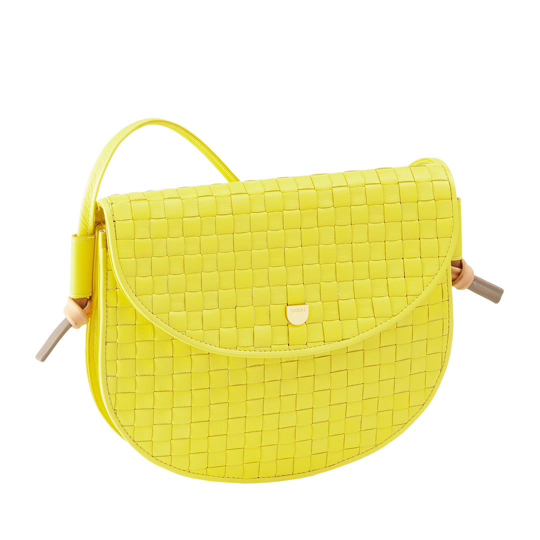 DUDU Borsa a Tracolla Piccola Intrecciata in Vera Pelle con Patta – Borsa Donna a Spalla Elegante Artigianale, Borsetta Crossbody Versatile per Uso Quotidiano ed Eventi