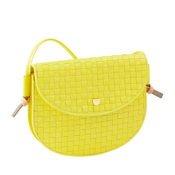 DUDU Borsa a Tracolla Piccola Intrecciata in Vera Pelle con Patta – Borsa Donna a Spalla Elegante Artigianale, Borsetta Crossbody Versatile per Uso Quotidiano ed Eventi