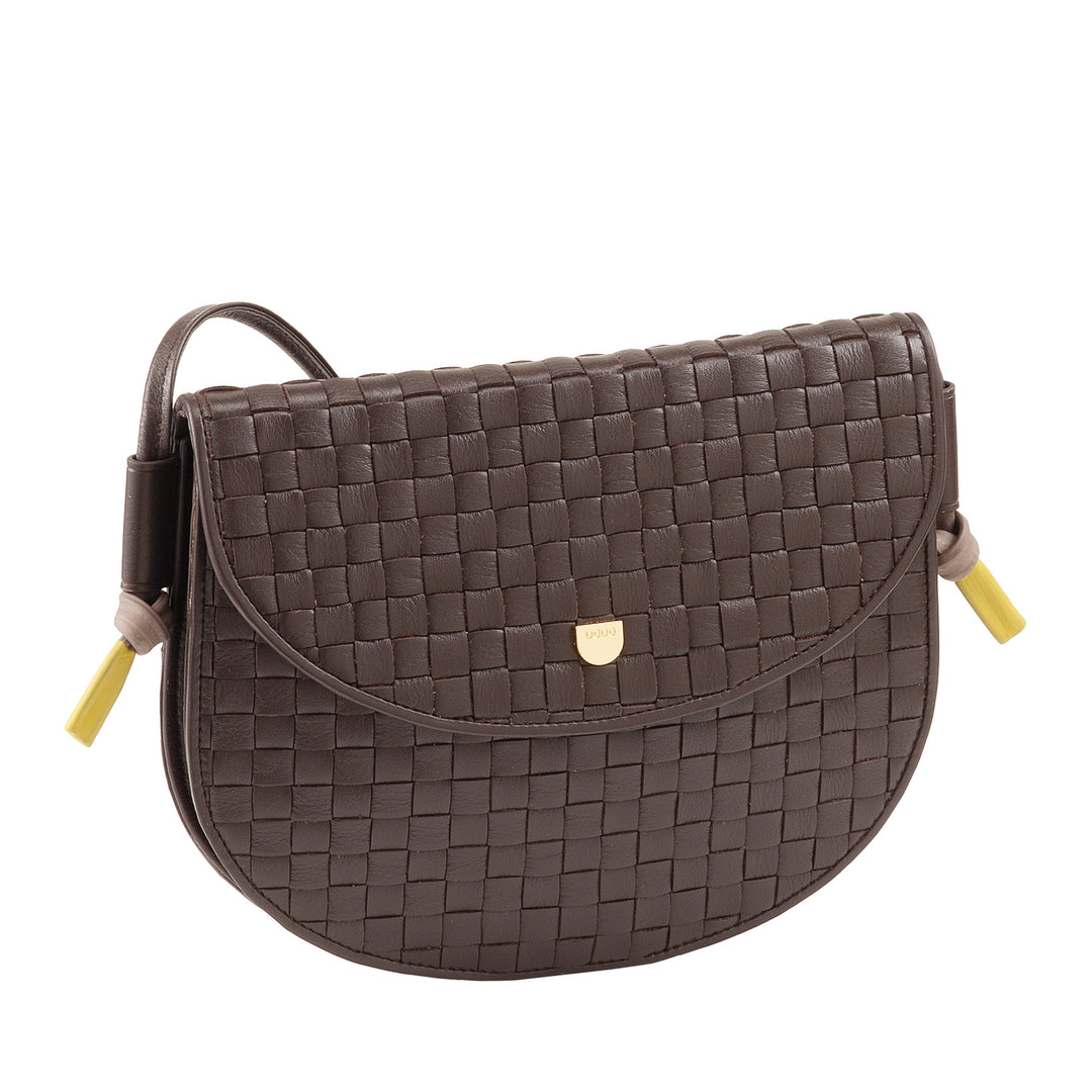 Bolsa de hombro pequeño Dudu entrelazado en cuero real con colgajo: bolso de mujer elegante hombro artesanal, bolso de cuerpo cruzado versátil para uso diario y eventos