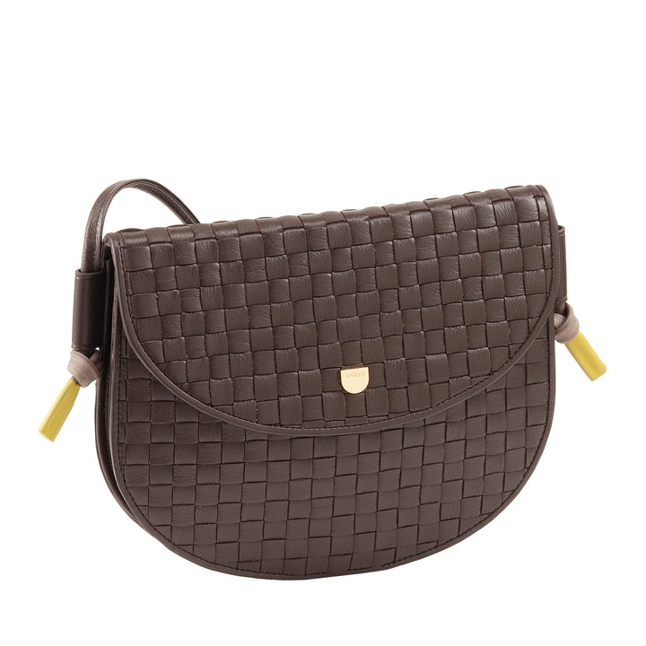 Bolsa de hombro pequeño Dudu entrelazado en cuero real con colgajo: bolso de mujer elegante hombro artesanal, bolso de cuerpo cruzado versátil para uso diario y eventos