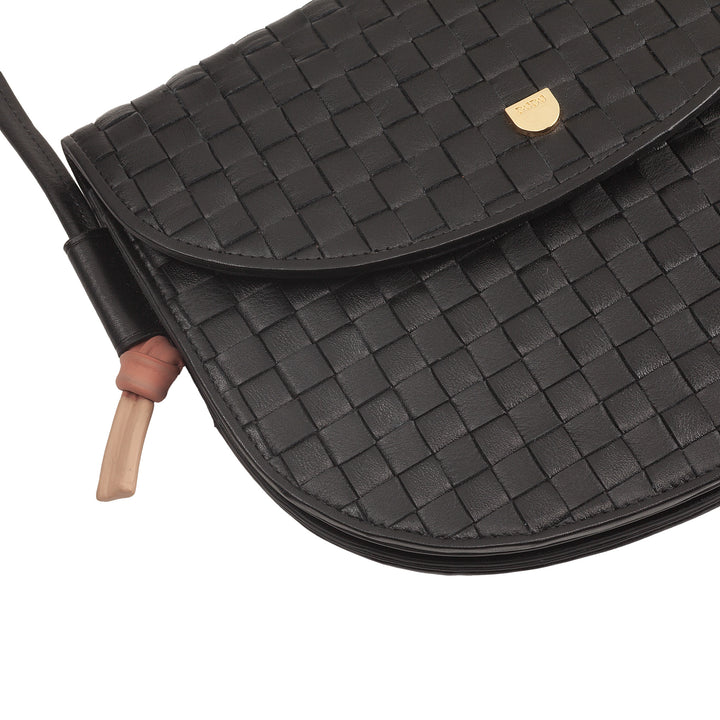 Bolsa de hombro pequeño Dudu entrelazado en cuero real con colgajo: bolso de mujer elegante hombro artesanal, bolso de cuerpo cruzado versátil para uso diario y eventos