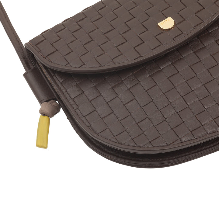 Bolsa de hombro pequeño Dudu entrelazado en cuero real con colgajo: bolso de mujer elegante hombro artesanal, bolso de cuerpo cruzado versátil para uso diario y eventos