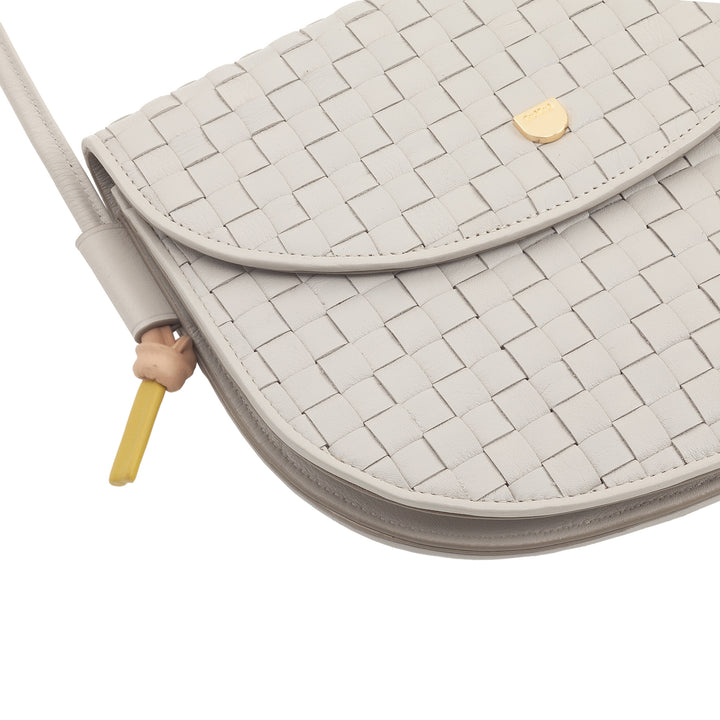 DUDU Borsa a Tracolla Piccola Intrecciata in Vera Pelle con Patta – Borsa Donna a Spalla Elegante Artigianale, Borsetta Crossbody Versatile per Uso Quotidiano ed Eventi