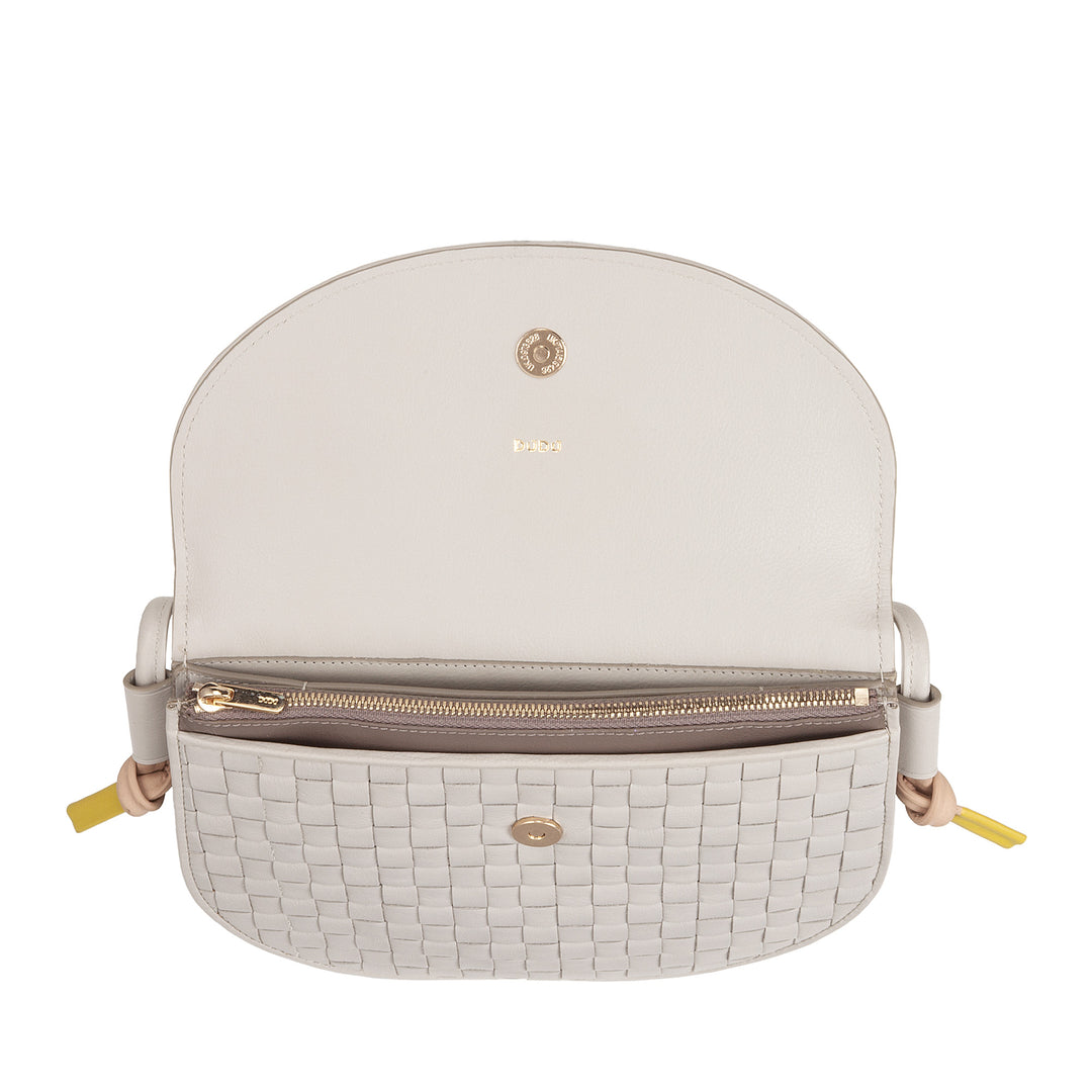 DUDU Borsa a Tracolla Piccola Intrecciata in Vera Pelle con Patta – Borsa Donna a Spalla Elegante Artigianale, Borsetta Crossbody Versatile per Uso Quotidiano ed Eventi