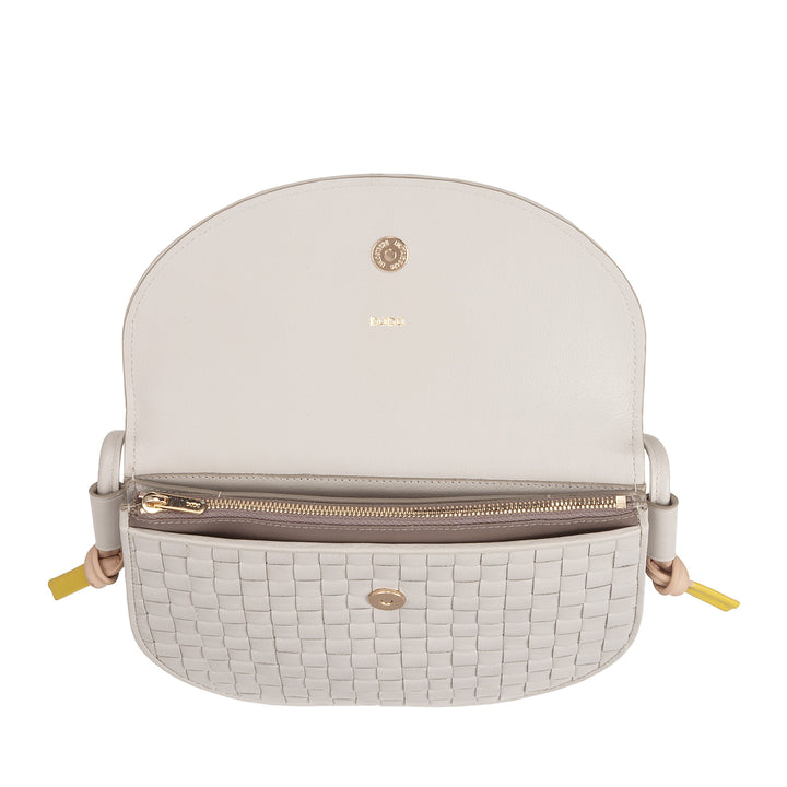 DUDU Borsa a Tracolla Piccola Intrecciata in Vera Pelle con Patta – Borsa Donna a Spalla Elegante Artigianale, Borsetta Crossbody Versatile per Uso Quotidiano ed Eventi