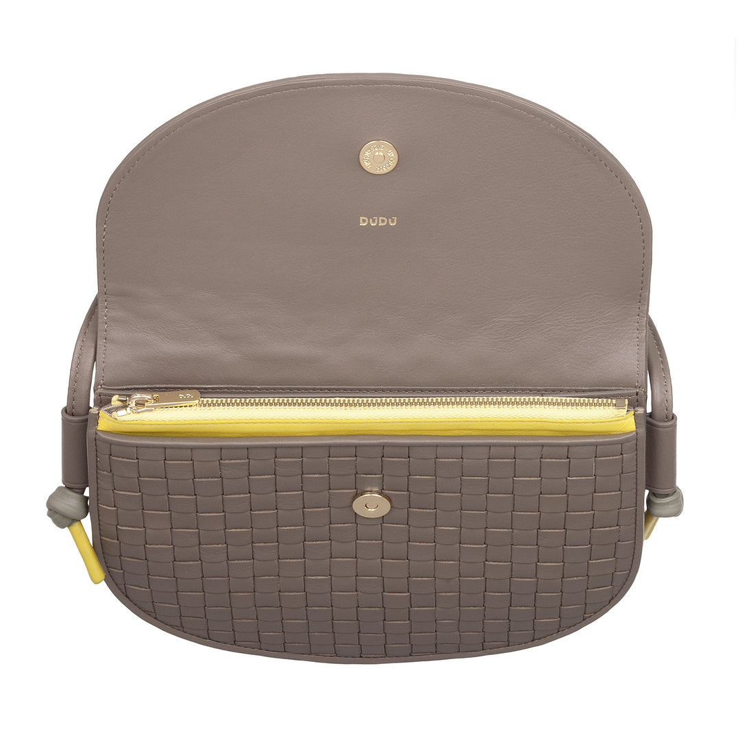 Bolsa de hombro pequeño Dudu entrelazado en cuero real con colgajo: bolso de mujer elegante hombro artesanal, bolso de cuerpo cruzado versátil para uso diario y eventos