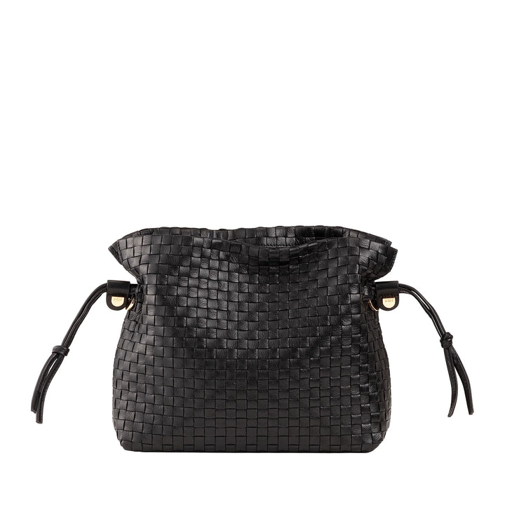 Bolsa de ombro feminina DUDU em couro tecido com cordão, macia e espaçosa, alça de ombro ajustável, fecho magnético, estilo elegante e artesanal