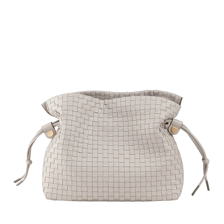 Bolsa de ombro feminina DUDU em couro tecido com cordão, macia e espaçosa, alça de ombro ajustável, fecho magnético, estilo elegante e artesanal