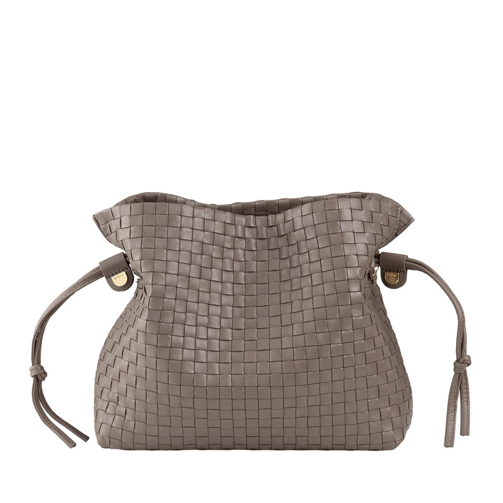 Bolsa de ombro feminina DUDU em couro tecido com cordão, macia e espaçosa, alça de ombro ajustável, fecho magnético, estilo elegante e artesanal