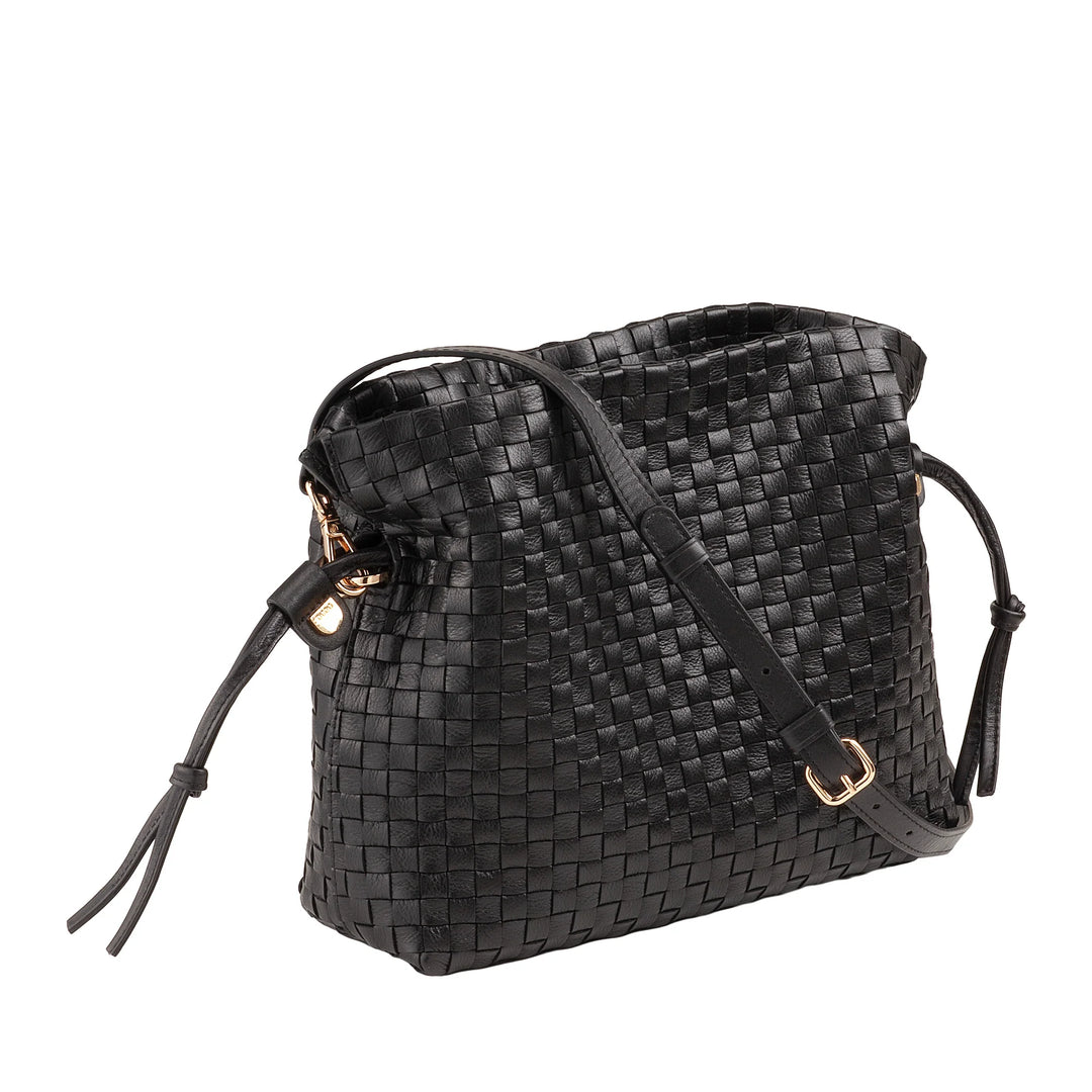 Bolsa de ombro feminina DUDU em couro tecido com cordão, macia e espaçosa, alça de ombro ajustável, fecho magnético, estilo elegante e artesanal