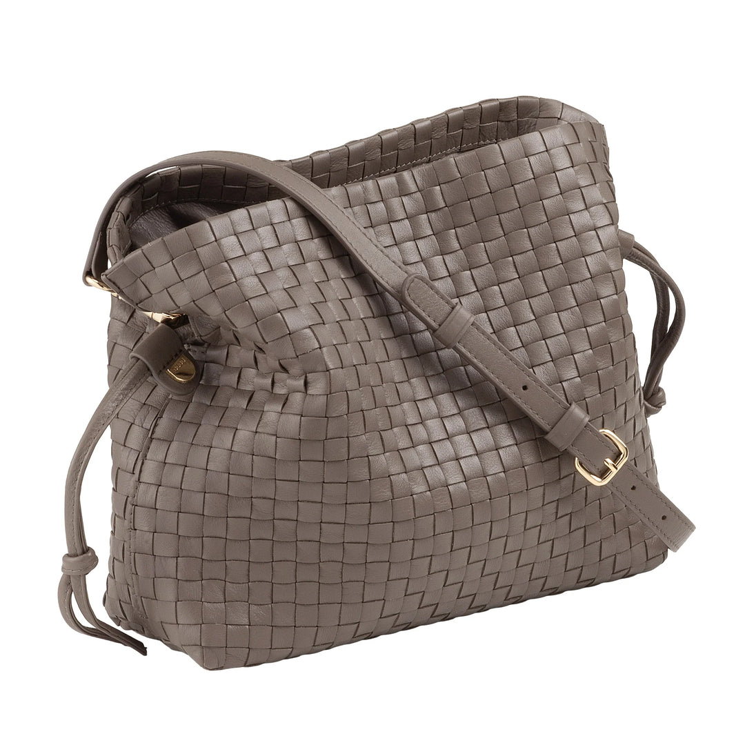 Bolsa de ombro feminina DUDU em couro tecido com cordão, macia e espaçosa, alça de ombro ajustável, fecho magnético, estilo elegante e artesanal