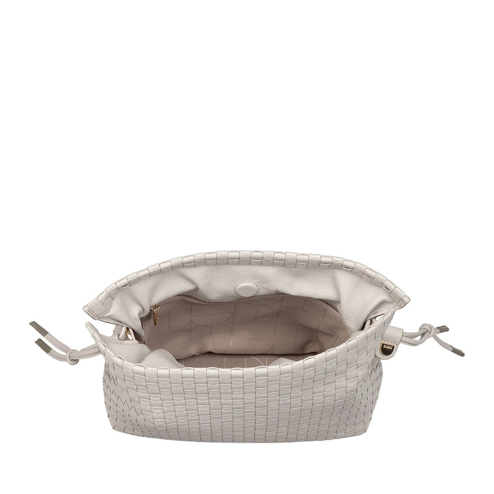 Bolsa de ombro feminina DUDU em couro tecido com cordão, macia e espaçosa, alça de ombro ajustável, fecho magnético, estilo elegante e artesanal