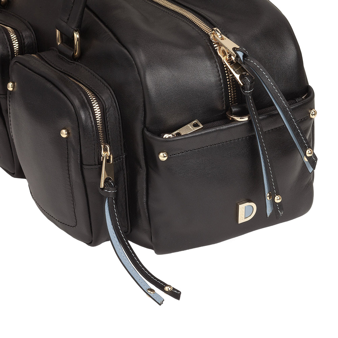 Bolsa grande feminina de couro DUDU com bolsos externos e alça removível, espaçosa e elegante – bolsa de mão e ombro com zíper, estilo moderno