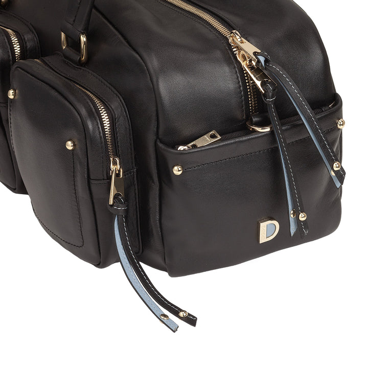 Bolsa grande feminina de couro DUDU com bolsos externos e alça removível, espaçosa e elegante – bolsa de mão e ombro com zíper, estilo moderno