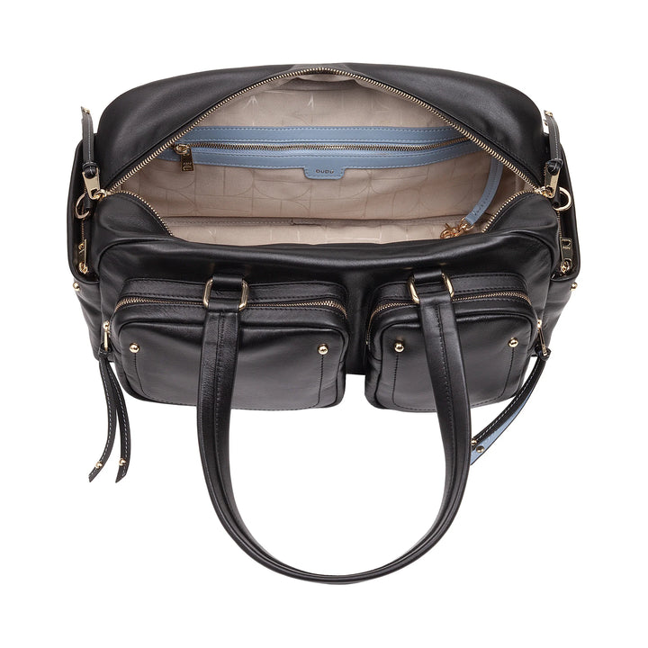 Bolsa grande feminina de couro DUDU com bolsos externos e alça removível, espaçosa e elegante – bolsa de mão e ombro com zíper, estilo moderno
