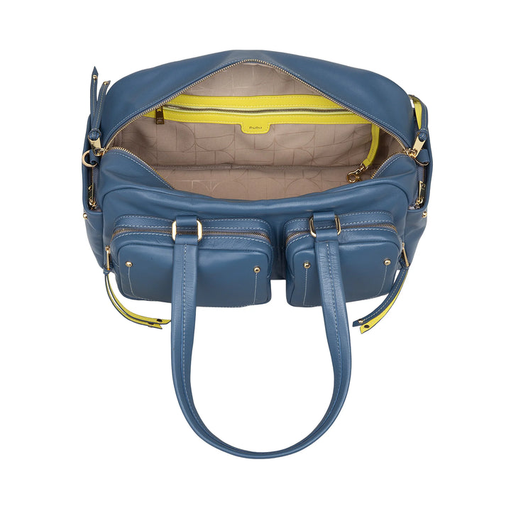Bolsa grande feminina de couro DUDU com bolsos externos e alça removível, espaçosa e elegante – bolsa de mão e ombro com zíper, estilo moderno