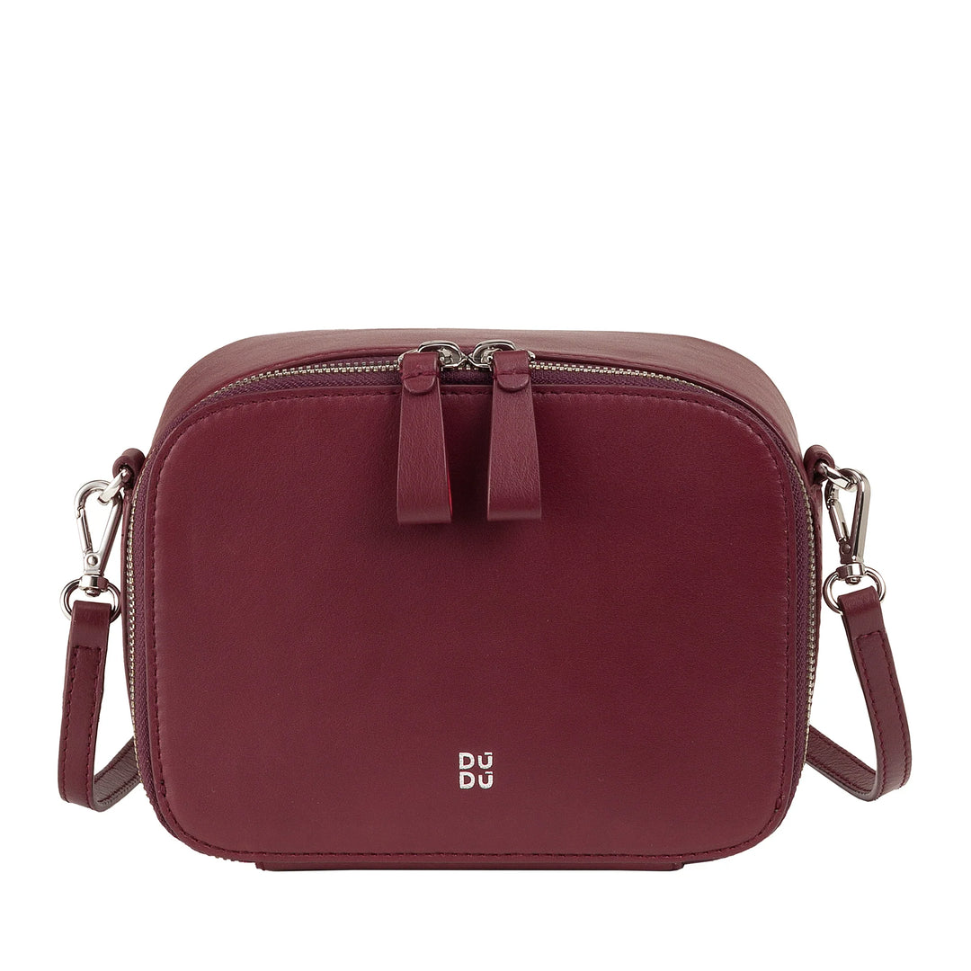 DUDU Borsa a Tracolla Donna Piccola in Pelle, Camera Bag con Doppia Tracolla, Chiusura a Cerniera, Borsa Design Compatto Elegante