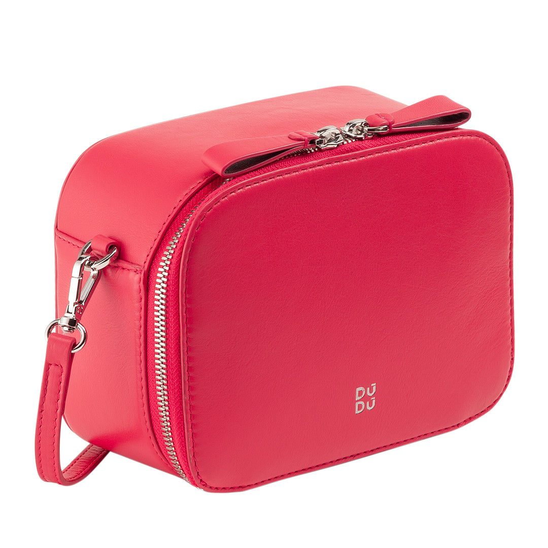 Dudu Bremsbrauen -Beutel klein in Leder, Taschenraum mit doppelter Schultergurt, Reißverschluss, elegante kompakte Designtasche