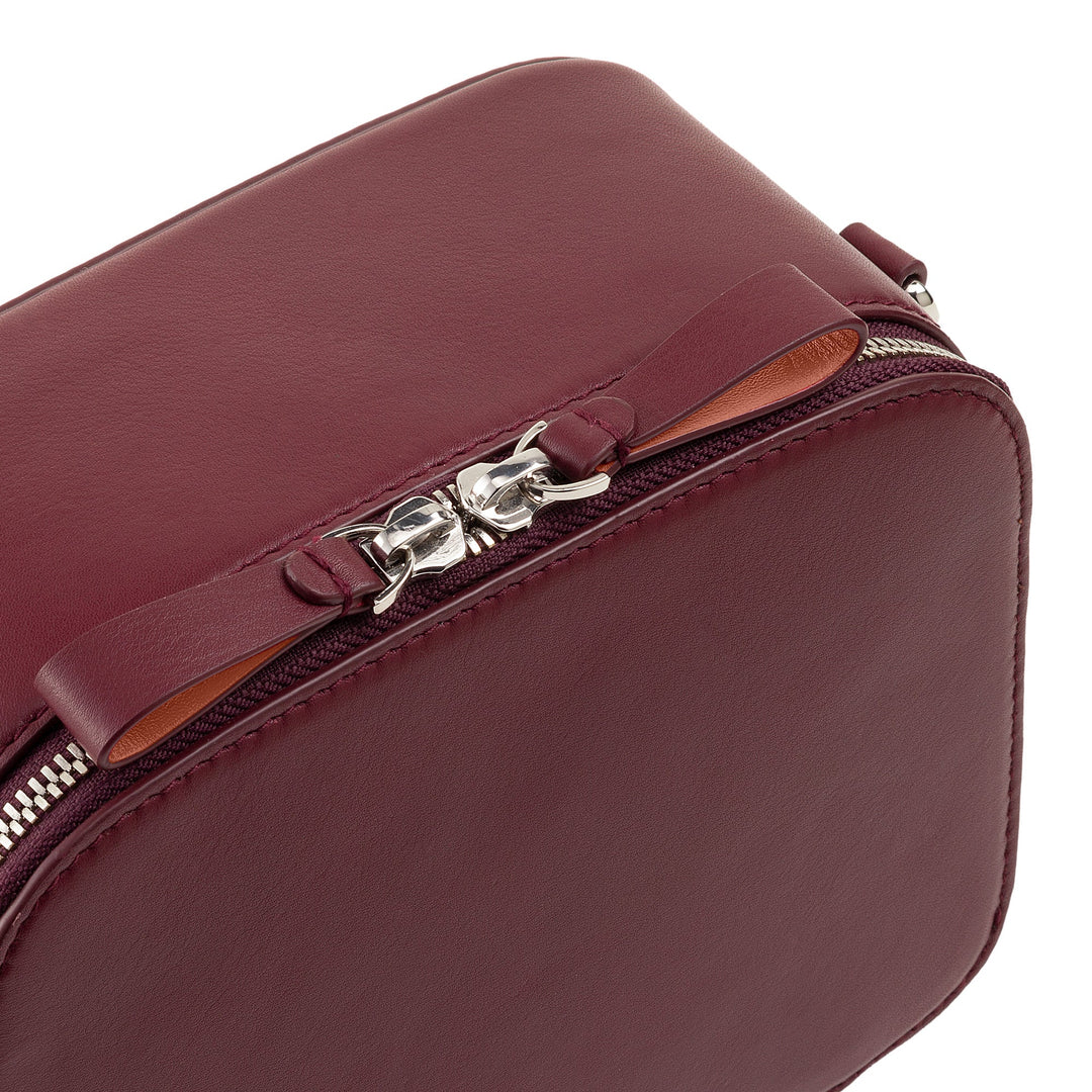 DUDU Borsa a Tracolla Donna Piccola in Pelle, Camera Bag con Doppia Tracolla, Chiusura a Cerniera, Borsa Design Compatto Elegante
