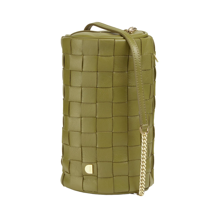 Dudu Frauenzylindertasche in echtem Leder mit Kettenschulter, elegant - handwerkliches Design, Luxuszylindrische Umhängetasche für lässige und besondere Anlässe