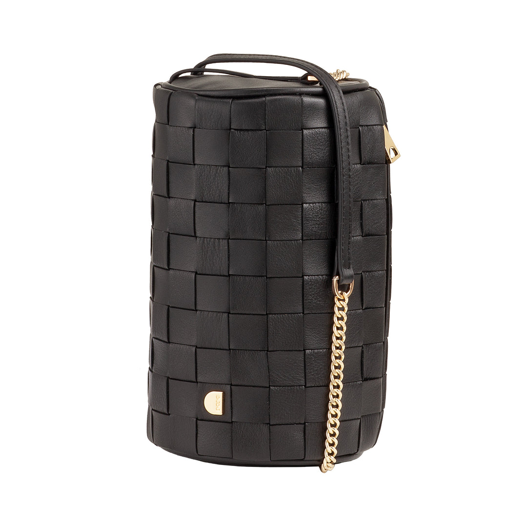 Dudu Frauenzylindertasche in echtem Leder mit Kettenschulter, elegant - handwerkliches Design, Luxuszylindrische Umhängetasche für lässige und besondere Anlässe