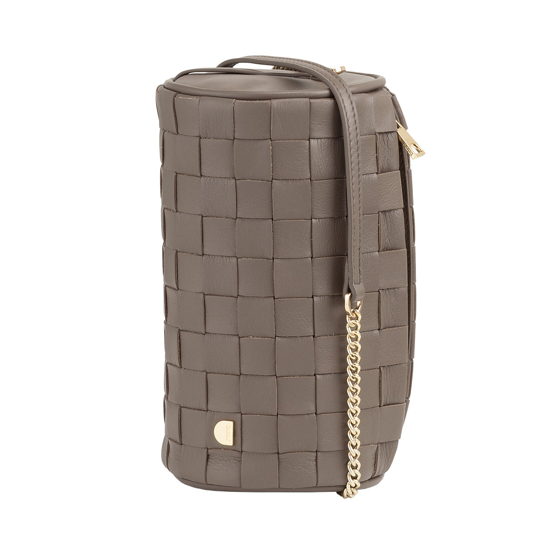 Dudu Frauenzylindertasche in echtem Leder mit Kettenschulter, elegant - handwerkliches Design, Luxuszylindrische Umhängetasche für lässige und besondere Anlässe