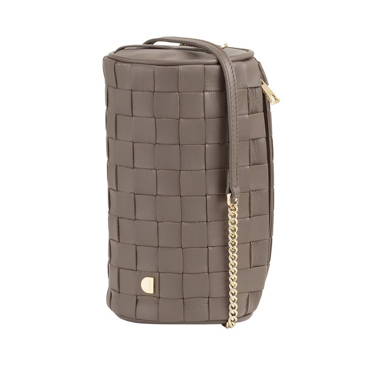 Dudu Frauenzylindertasche in echtem Leder mit Kettenschulter, elegant - handwerkliches Design, Luxuszylindrische Umhängetasche für lässige und besondere Anlässe