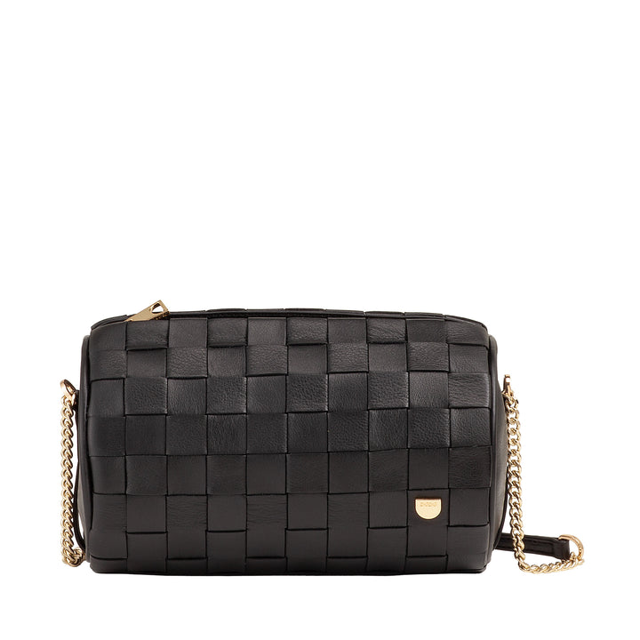 Dudu Frauenzylindertasche in echtem Leder mit Kettenschulter, elegant - handwerkliches Design, Luxuszylindrische Umhängetasche für lässige und besondere Anlässe