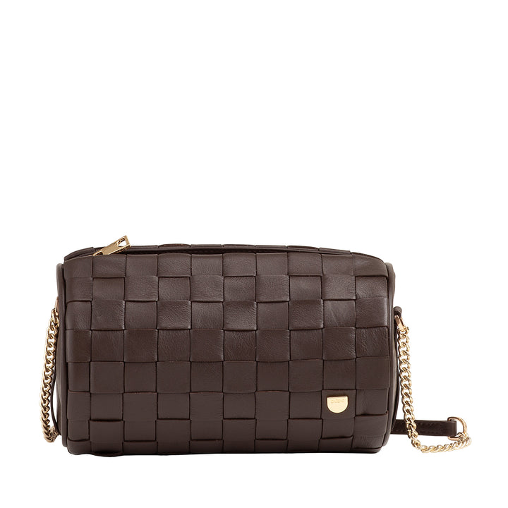 Dudu Frauenzylindertasche in echtem Leder mit Kettenschulter, elegant - handwerkliches Design, Luxuszylindrische Umhängetasche für lässige und besondere Anlässe