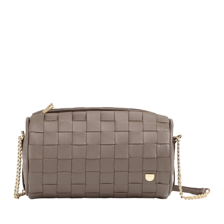 Dudu Frauenzylindertasche in echtem Leder mit Kettenschulter, elegant - handwerkliches Design, Luxuszylindrische Umhängetasche für lässige und besondere Anlässe