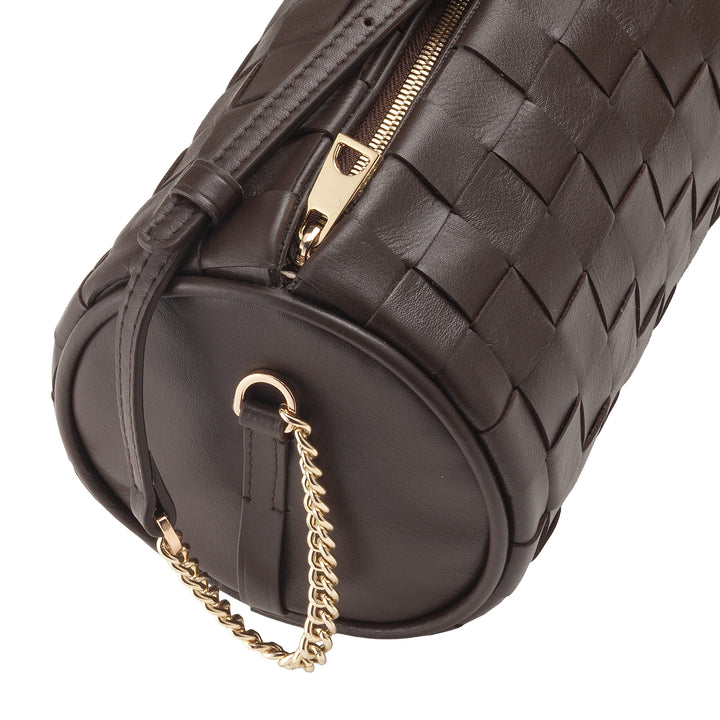 Dudu Frauenzylindertasche in echtem Leder mit Kettenschulter, elegant - handwerkliches Design, Luxuszylindrische Umhängetasche für lässige und besondere Anlässe