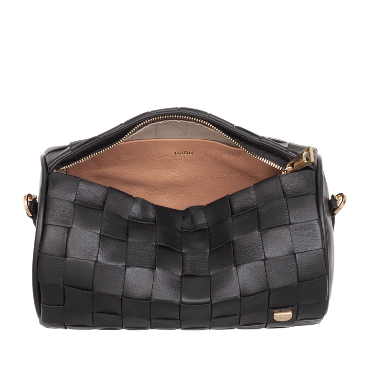 Dudu Frauenzylindertasche in echtem Leder mit Kettenschulter, elegant - handwerkliches Design, Luxuszylindrische Umhängetasche für lässige und besondere Anlässe