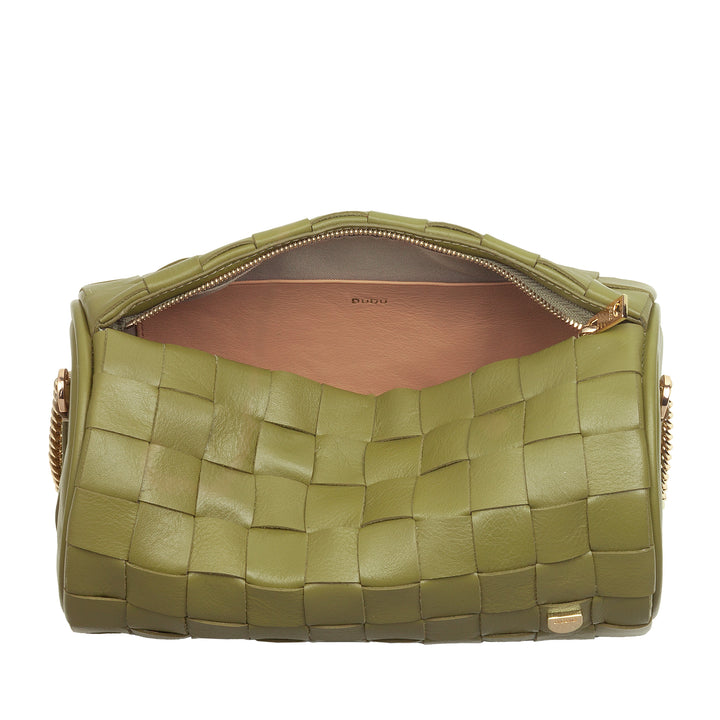 Dudu Frauenzylindertasche in echtem Leder mit Kettenschulter, elegant - handwerkliches Design, Luxuszylindrische Umhängetasche für lässige und besondere Anlässe