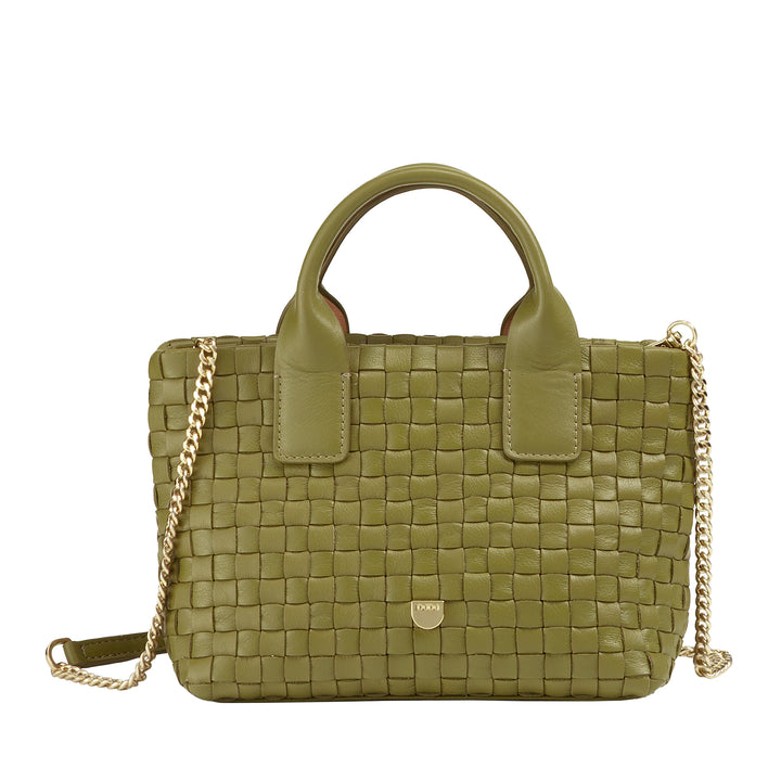 Bolsa feminina pequena de couro tecido DUDU com zíper – Mini bolsa elegante com alça de corrente, bolsa de ombro compacta e refinada