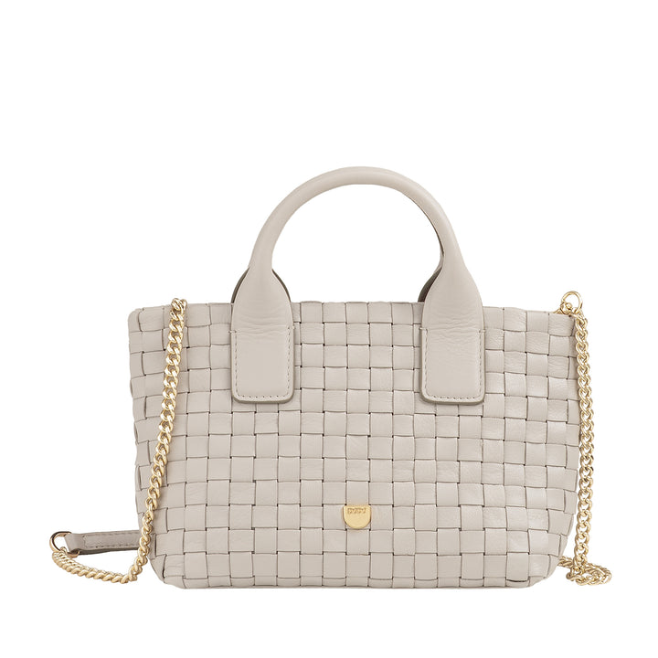 Bolsa feminina pequena de couro tecido DUDU com zíper – Mini bolsa elegante com alça de corrente, bolsa de ombro compacta e refinada