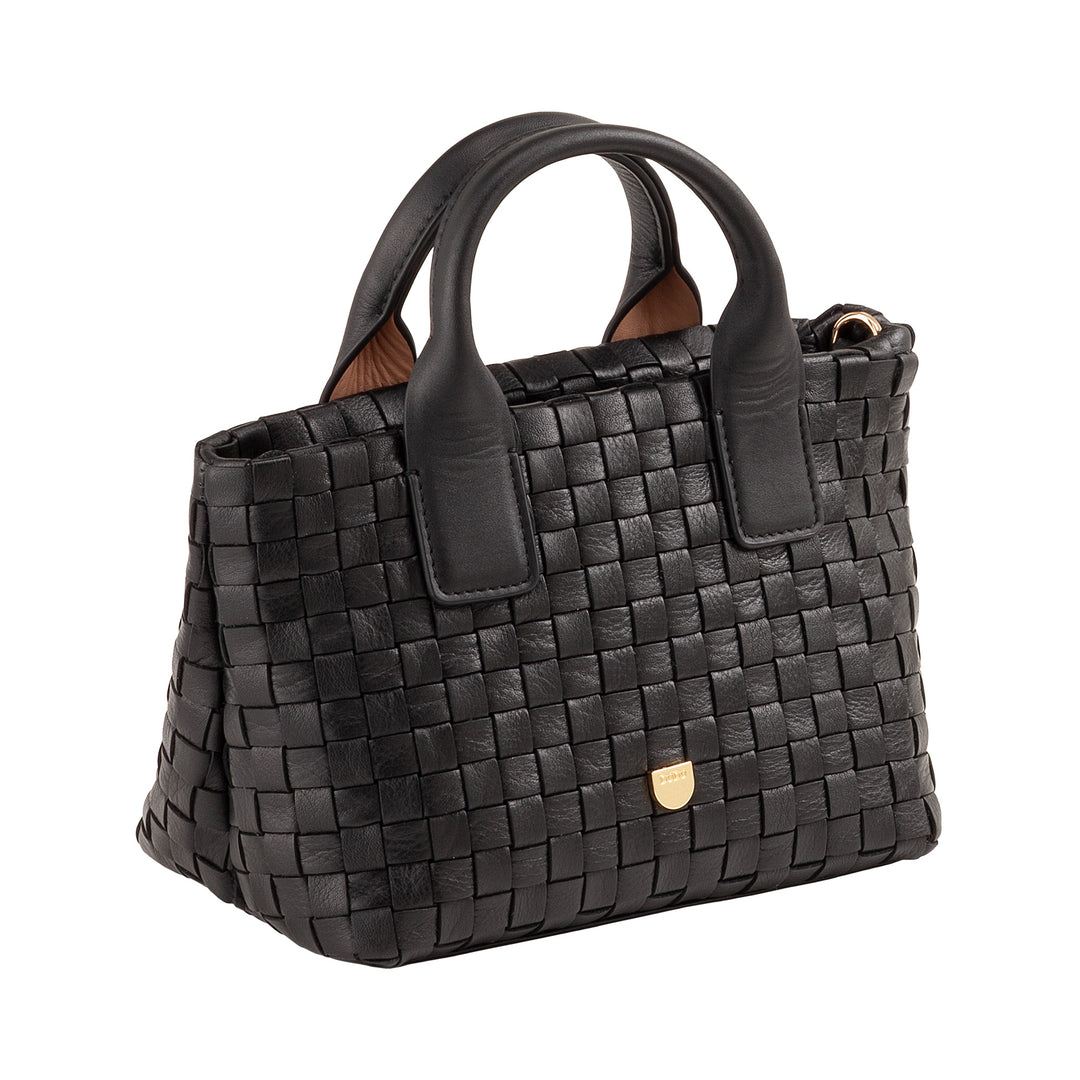 Bolsa feminina pequena de couro tecido DUDU com zíper – Mini bolsa elegante com alça de corrente, bolsa de ombro compacta e refinada