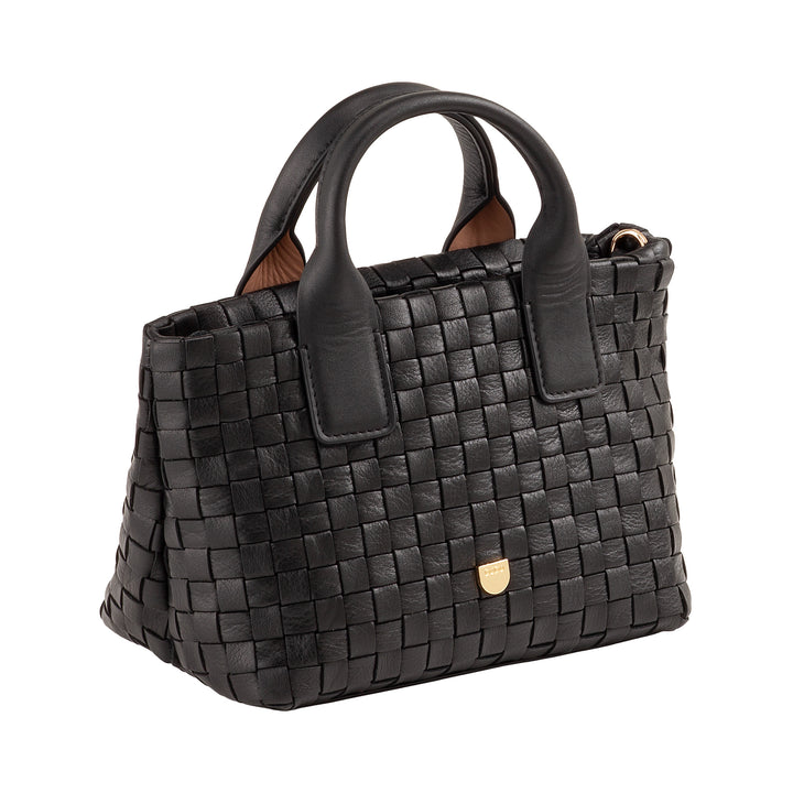 Bolsa feminina pequena de couro tecido DUDU com zíper – Mini bolsa elegante com alça de corrente, bolsa de ombro compacta e refinada