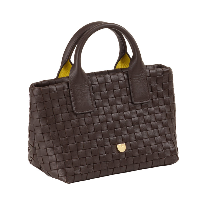 Bolsa feminina pequena de couro tecido DUDU com zíper – Mini bolsa elegante com alça de corrente, bolsa de ombro compacta e refinada